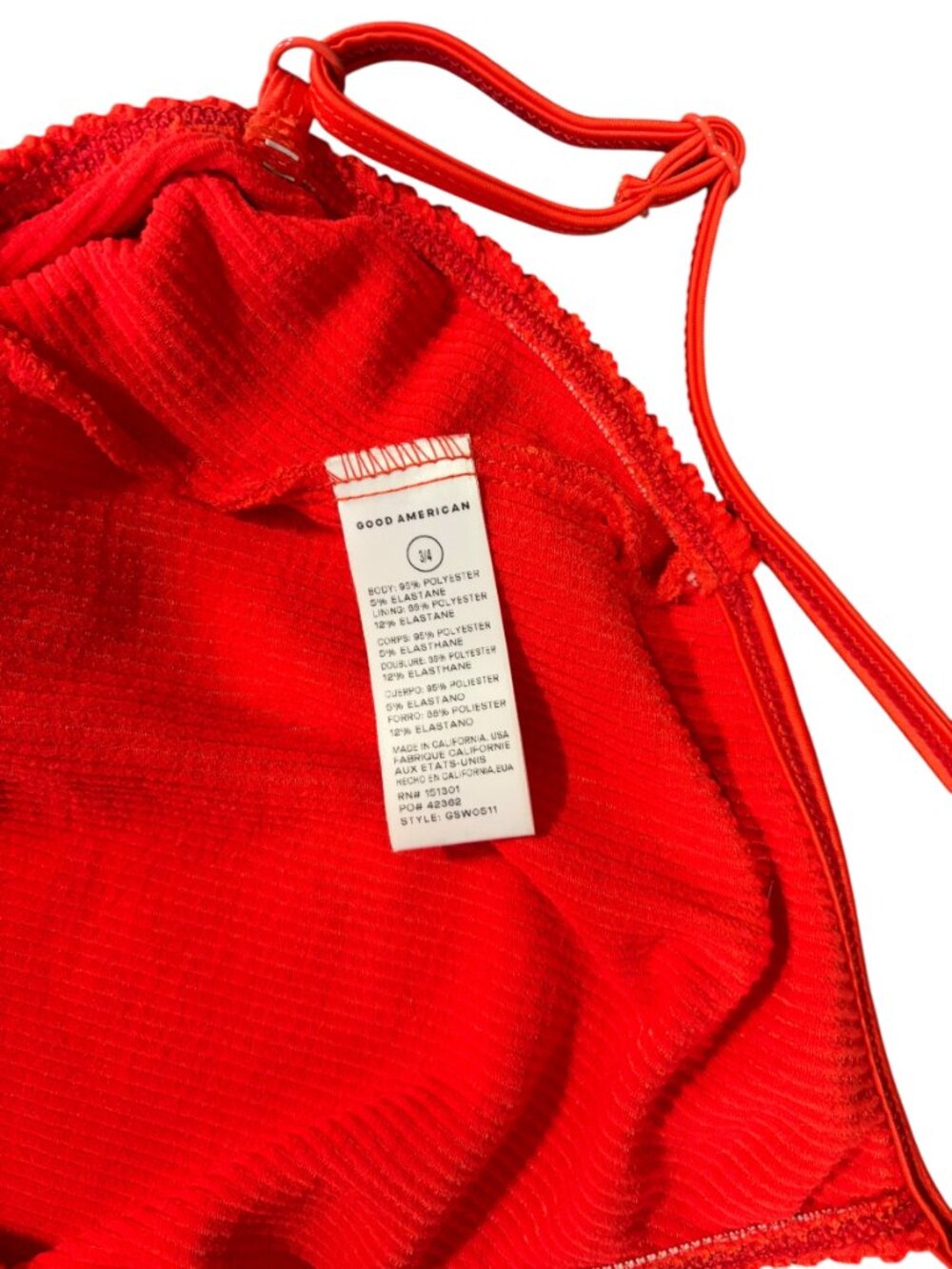 Good American Red One-Piece Swimsuit - Size L/XL - Always Fits Crinkle Swim - Picture 4 of 4